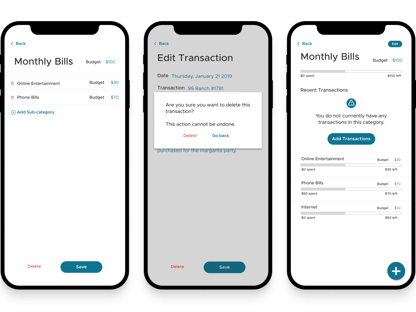 More mockups for budget app 2.0